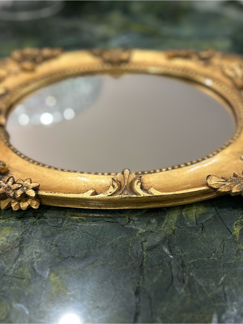 Decorative Gold Ornate Oval Wall Mirror - Elegant Home Wall Decor Roses 14x9 3/4 - Picture 7 of 11